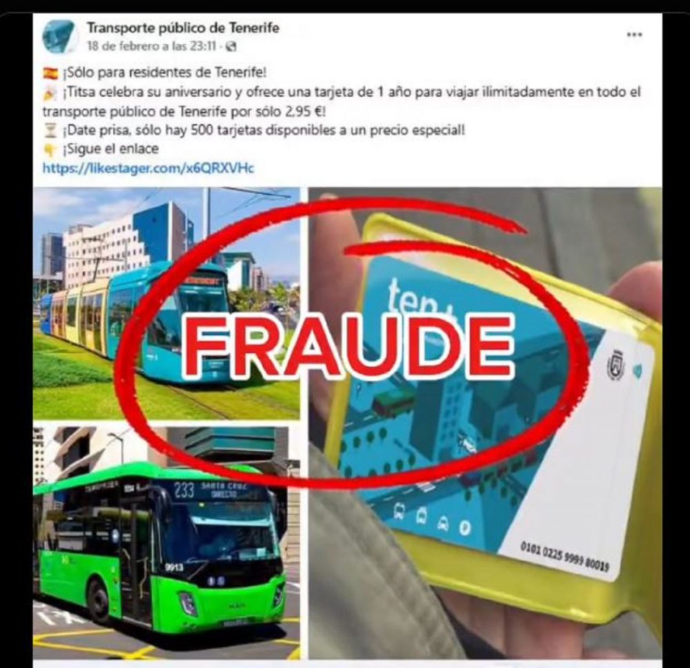 TRUFFA. Titsa informa della frode