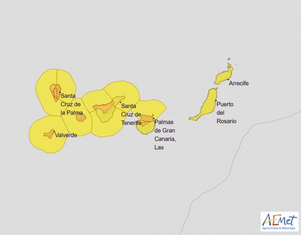 METEO CANARIE: da giovedì, forti raffiche di vento e precipitazioni
