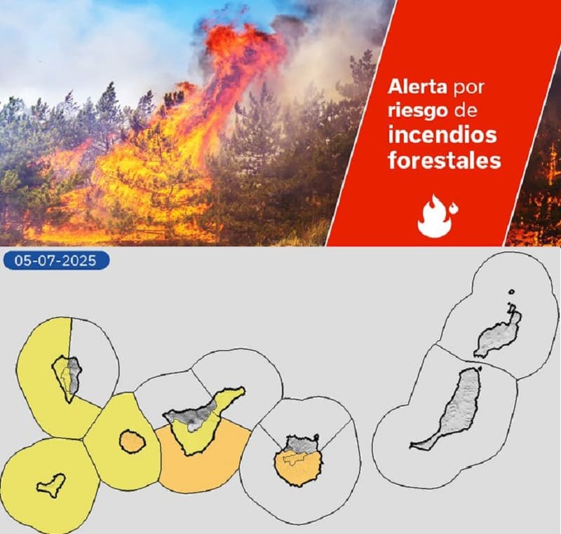 Canarie: Allerta per rischio incendi boschivi e condizioni meteo estreme
