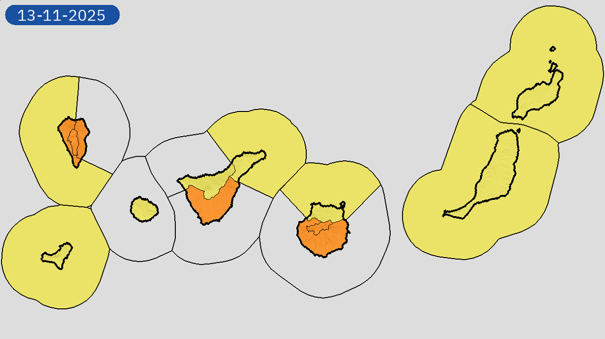 Le Isole Canarie entrano in allerta arancione per pioggia, temporali, vento e condizioni costiere avverse