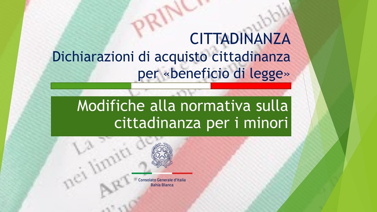 Acquisto della cittadinanza per “beneficio di legge” (figli minori)