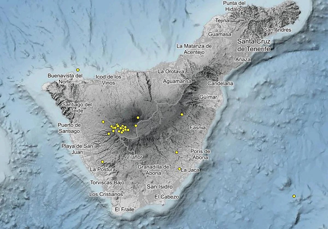 Sciame sismico recente a Tenerife. Nota informativa INVOLCAN