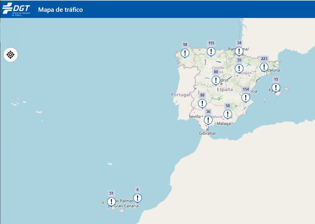 Mappa online in tempo reale dei dispositivi luminosi omologati V-16 attivi