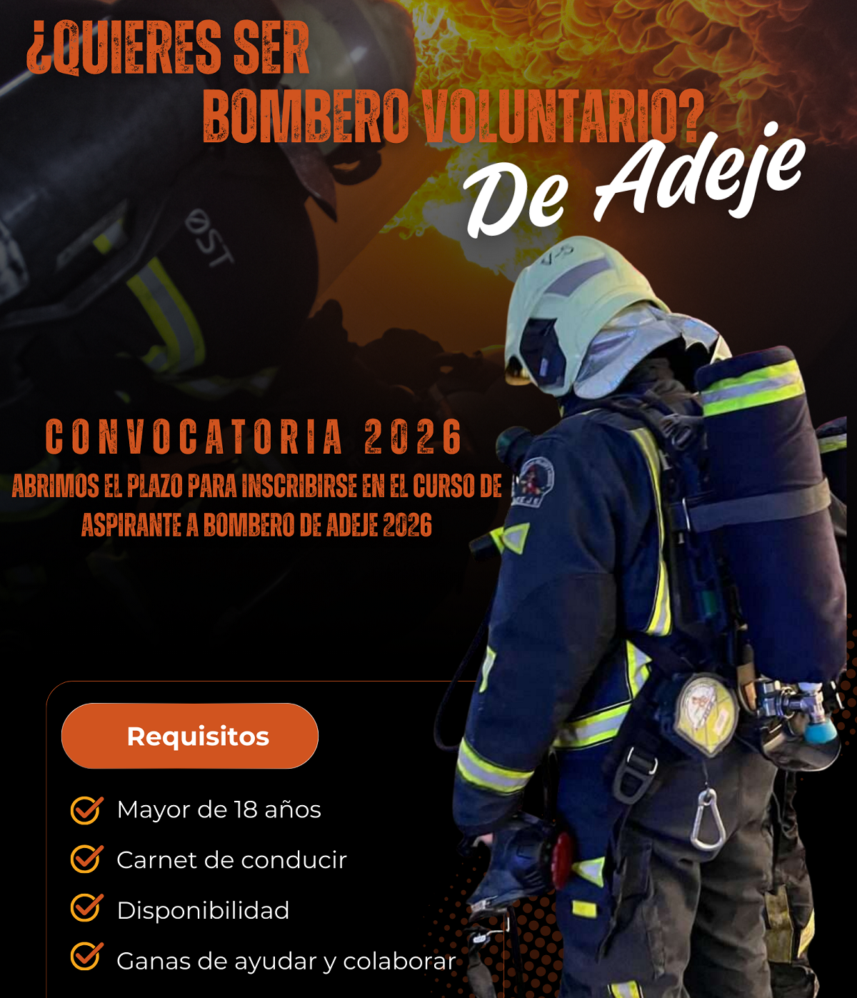 I Bomberos Volontari di Adeje aprono le iscrizioni per il 2026