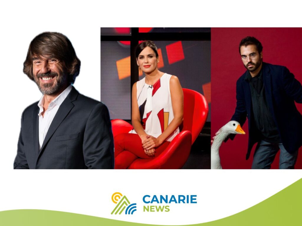 Santi Millán, Elena Sánchez y Abián Díaz, presentadores de la Gala Premios Anillos de Oro que se celebrará en Tenerife